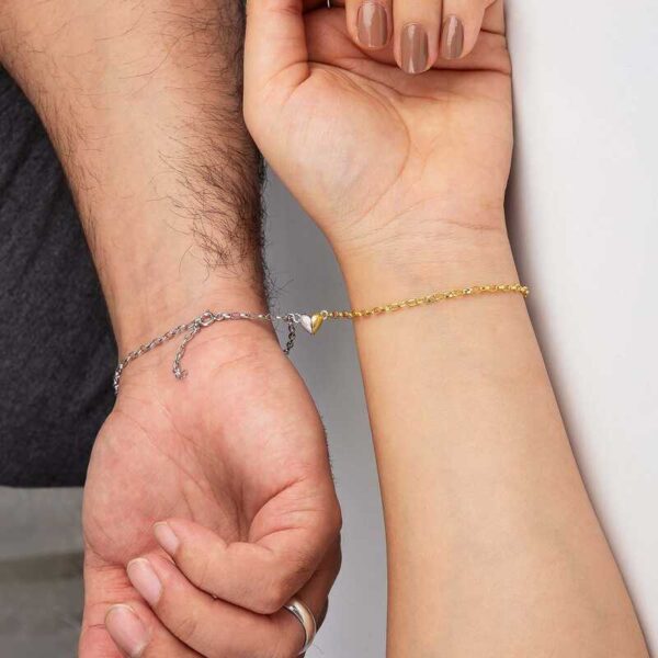 Gümüş Rodyum Gold Çift Kalpli Aşk Bileklik - Görsel 2