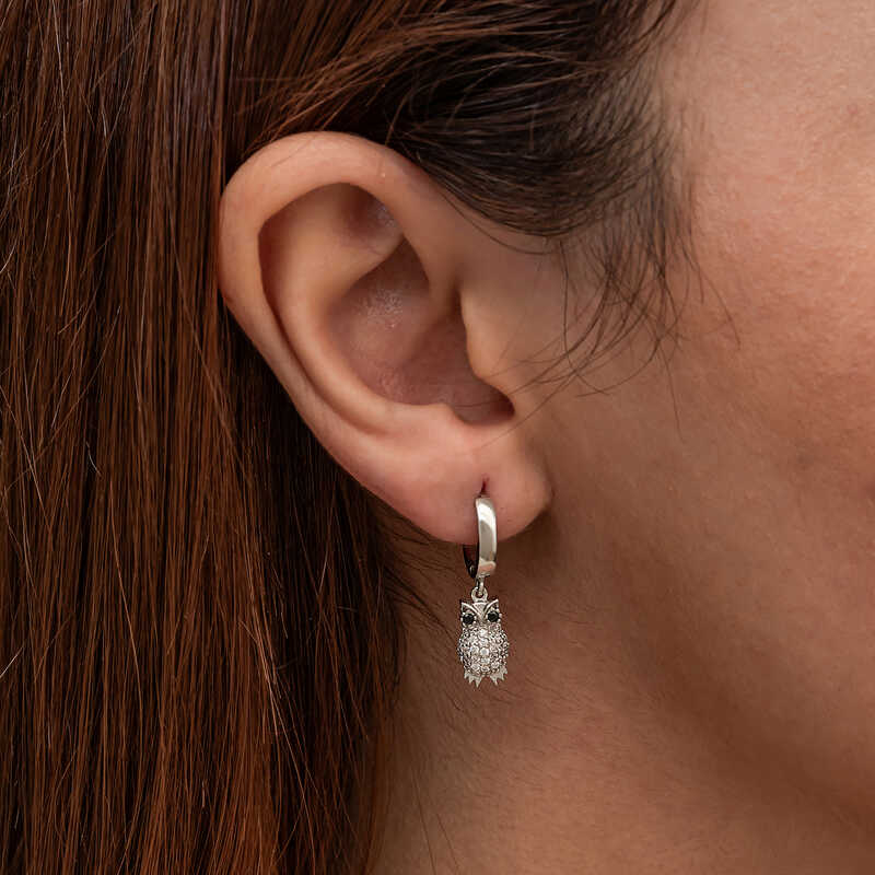 Gümüş Sallantılı Baykuş Kadın KüpeÜrün Kodu - Görsel 2