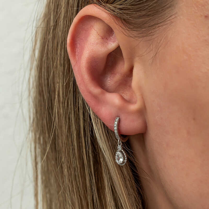 Gümüş Sallantılı Damla Kadın Küpe - Görsel 4