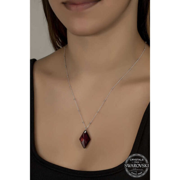 Swarovski Crystal Taşlı Ametist Top Zincir Gümüş Kadın Kolye - Görsel 2