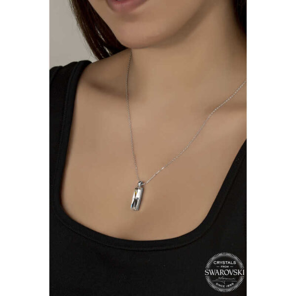 Swarovski Crystal Taşlı Baget Gümüş Kadın Kolye - Görsel 2