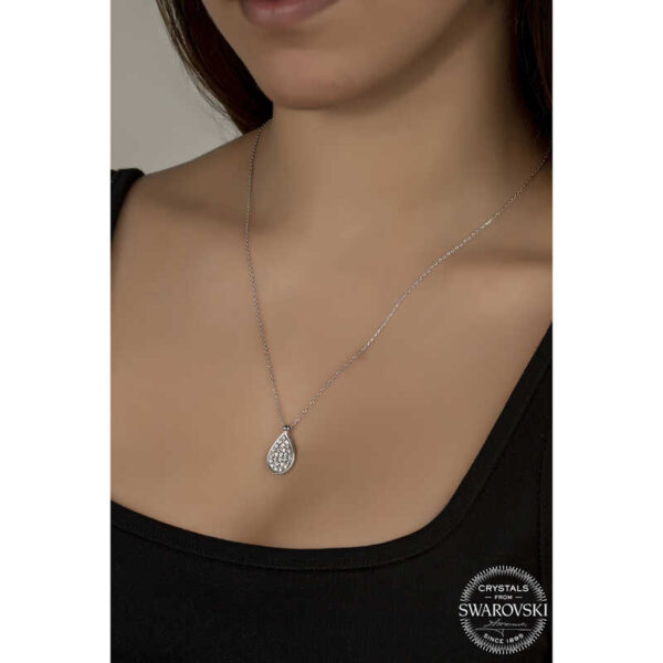 Swarovski Crystal Taşlı Damla Gümüş Kadın Kolye - Görsel 2
