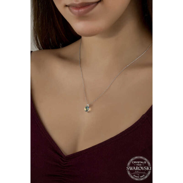 Swarovski Crystal Taşlı Drop Kesim Gümüş Kadın Kolye - Görsel 2