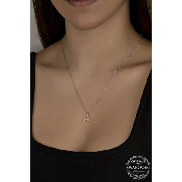 Swarovski Crystal Taşlı Drop Kesim Gümüş Kadın Kolye - Görsel 2