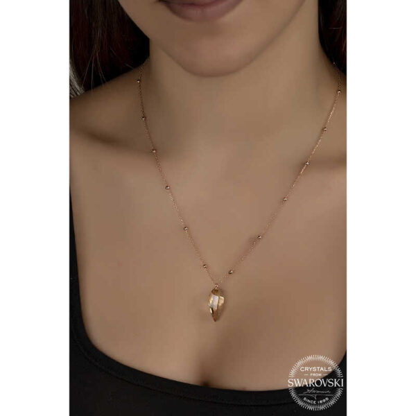 Crystal Taşlı Rose Top Zincir Gümüş Kadın Kolye - Görsel 2