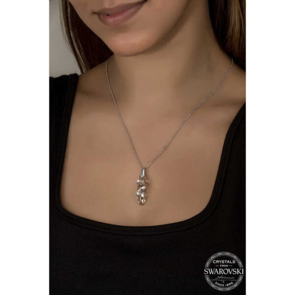 Swarovski Crystal Taşlı Salkım Gümüş Kadın Kolye - Görsel 2