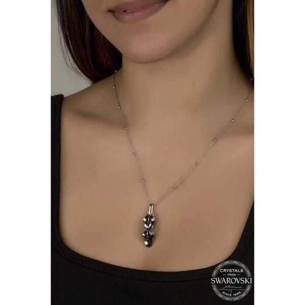 Swarovski Crystal Taşlı Salkım Gümüş Kadın Kolye - Görsel 2