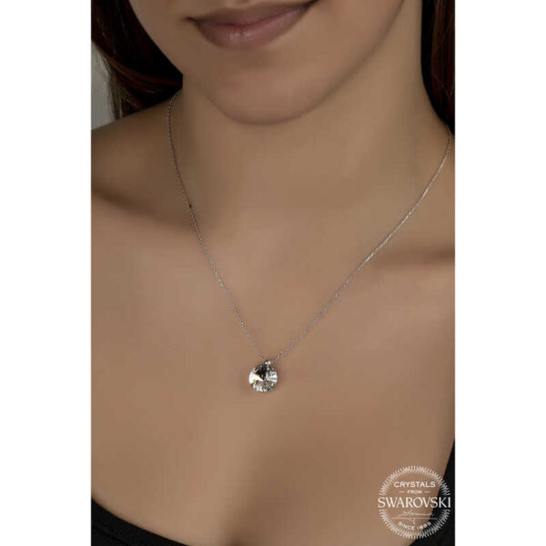 Swarovski Crystal Taşlı Tektaş Gümüş Kadın Kolye - Görsel 2