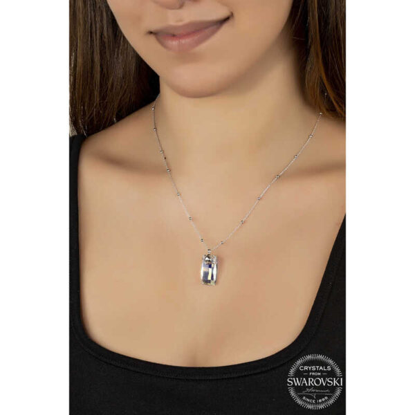 Swarovski Crystal Taşlı Top Zincir Baget Gümüş Kadın Kolye - Görsel 2