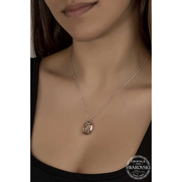 Swarovski Crystal Taşlı Top Zincir Baget Gümüş Kadın Kolye - Görsel 2