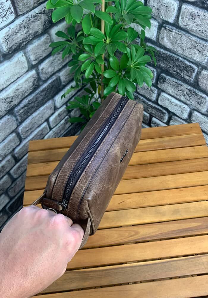Guard Antik Kahverengi Unisex Deri El Çantası - Görsel 2