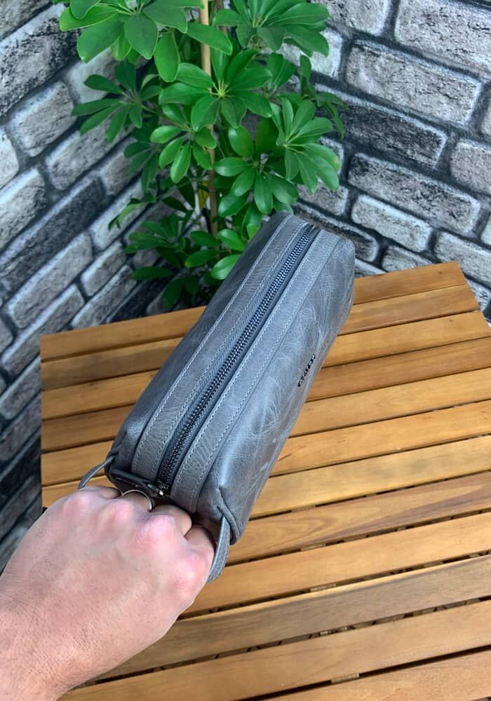 Guard Antik Gri Unisex Deri El Çantası - Görsel 3