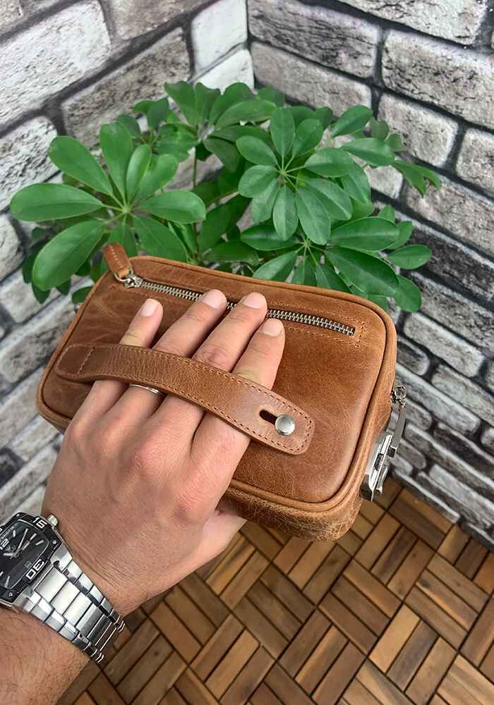 Guard Antik Taba Hakiki Deri Şifreli El Çantası - Görsel 2