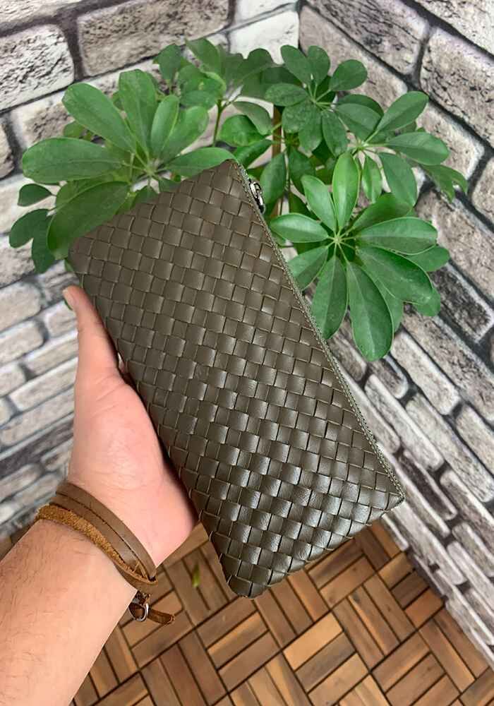 Guard El Örgüsü Küçük Boy Yeşil Hakiki Deri Kadın Çantası - Görsel 2