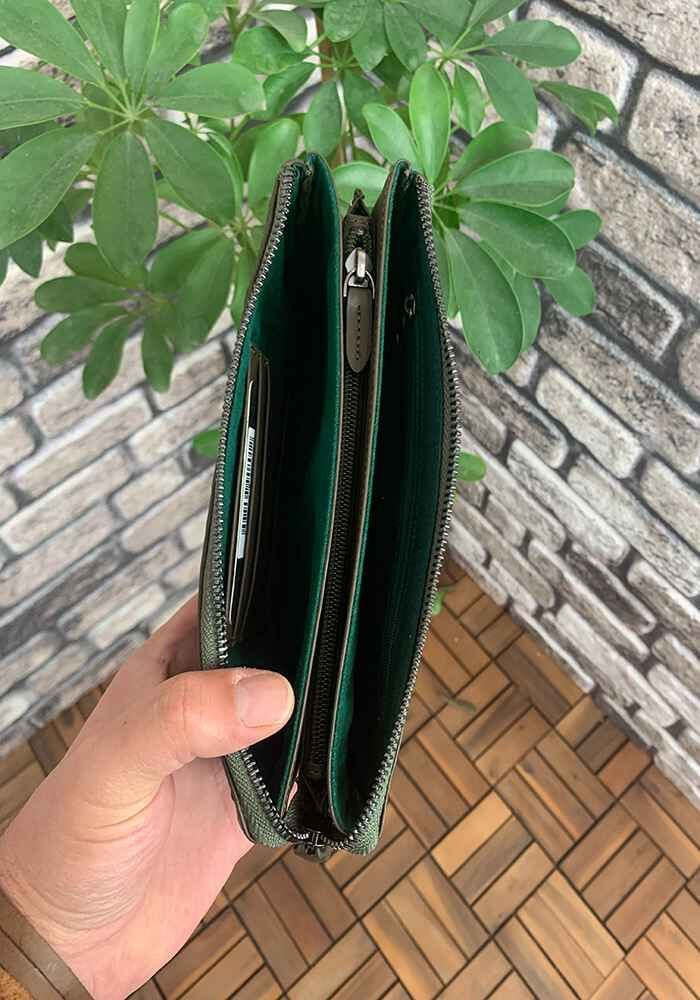 Guard El Örgüsü Küçük Boy Yeşil Hakiki Deri Kadın Çantası - Görsel 5