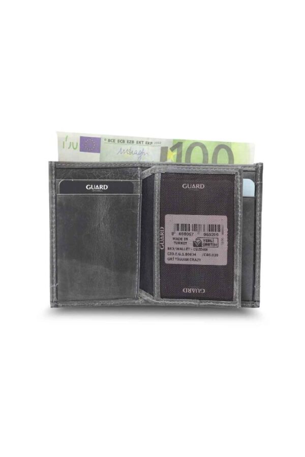Guard Minimal Antik Gri Deri Erkek Cüzdanı - Görsel 3