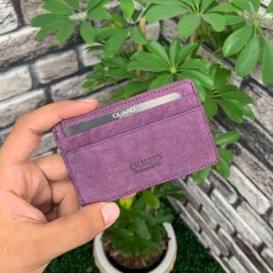 Guard Ultra İnce Unisex Mor Nubuk Minimal Deri Kartlık