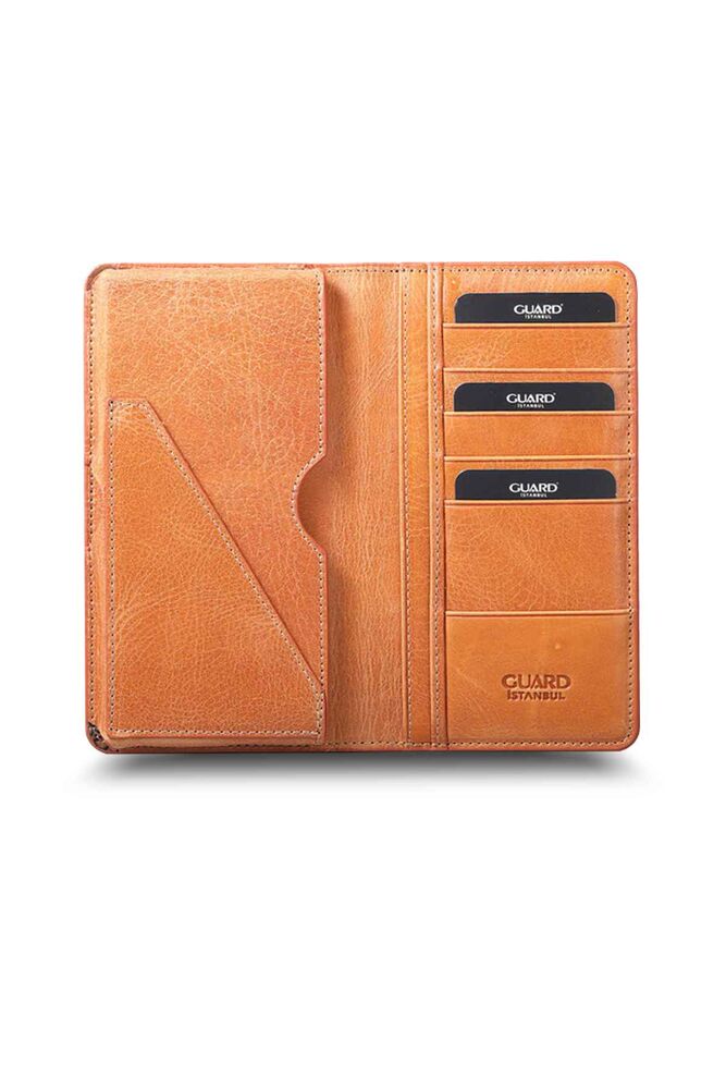 Guard Plus Telefon Girişli Antik Sarı Deri Unisex Cüzdan - Görsel 2